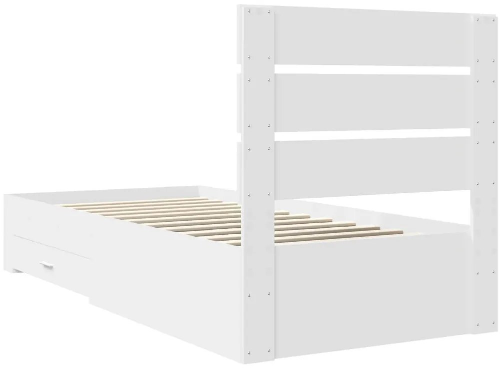 vidaXL Ágykeret fiókkal fejtámlával Fehér 100 x 200 cm Faanyag