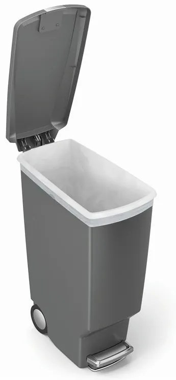 Keskeny pedálkosár 40 l, szürke műanyag, szürke