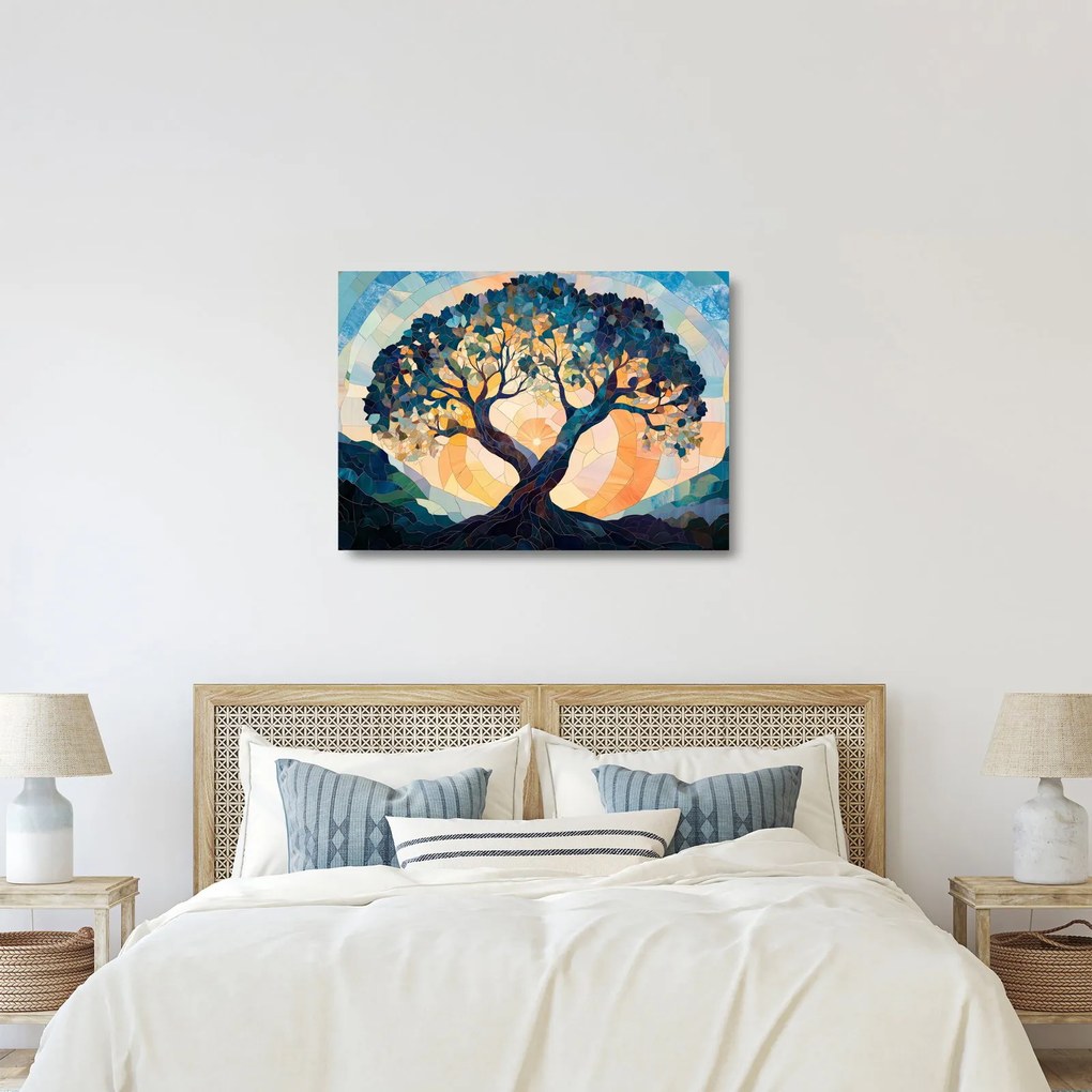 Üveg kép – Mozaik – nap és fa II. (70x50 cm)