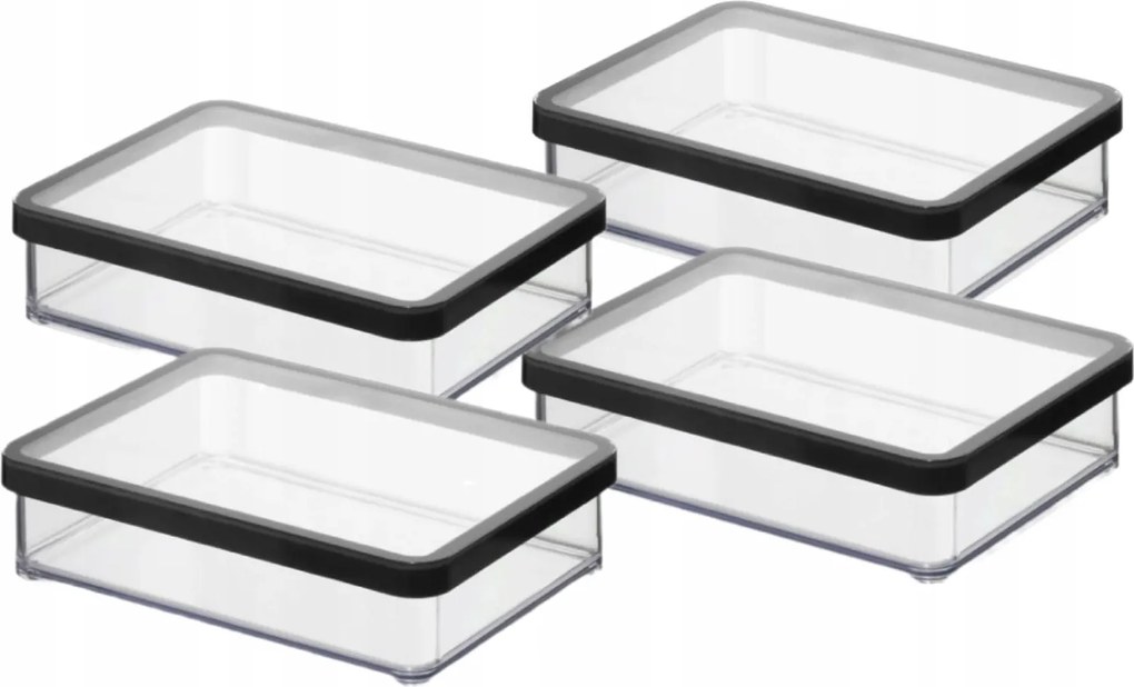 Rotho 4 Db-os Ételtároló Szett Ömlesztett Áruk 1L Fekete Alacsony Loft