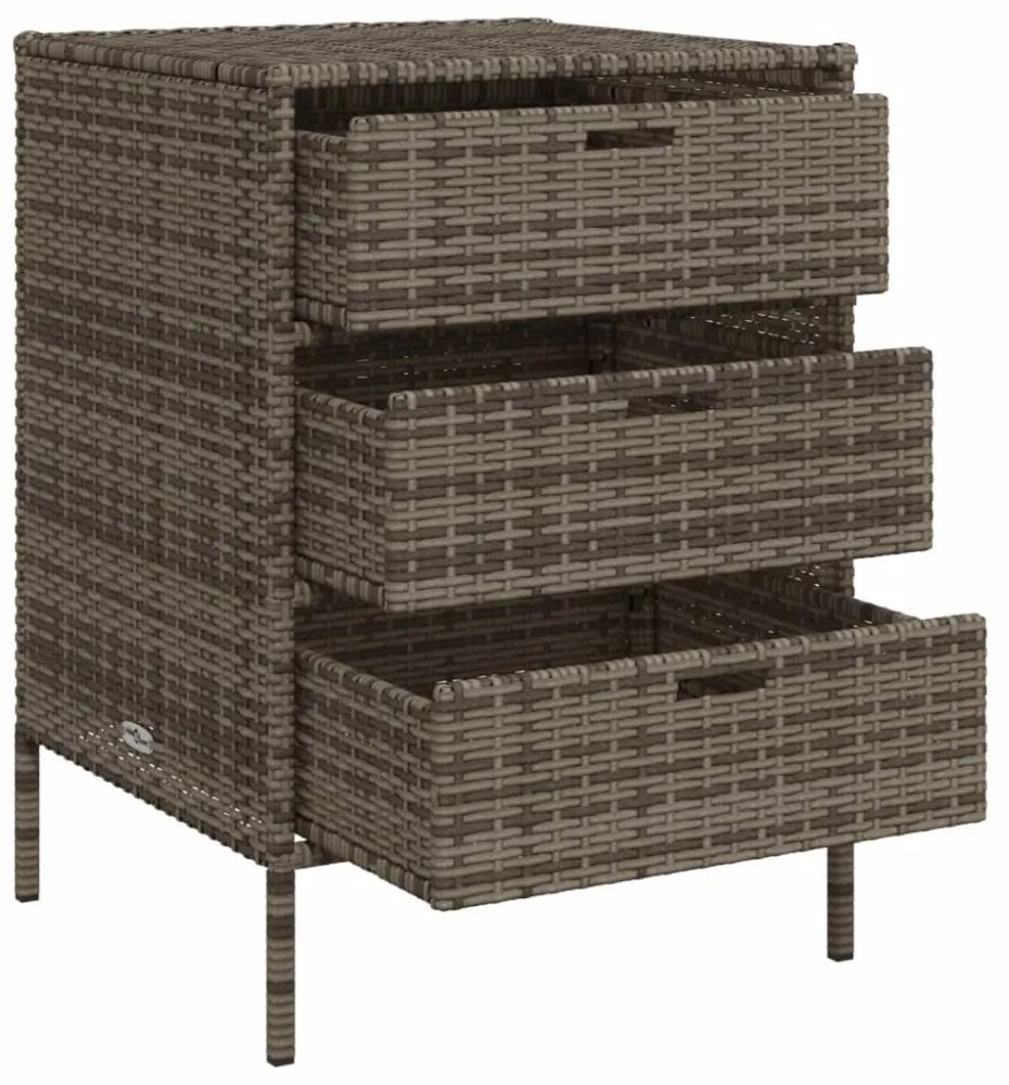 szürke polyrattan kerti tárolószekrény 55 x 59 x 80 cm