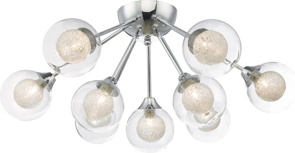 DAR LIGHTING ZEK1350 ZEKE Mennyezeti Csillár Csiszolt Króm, Átlátszó G9 IP20