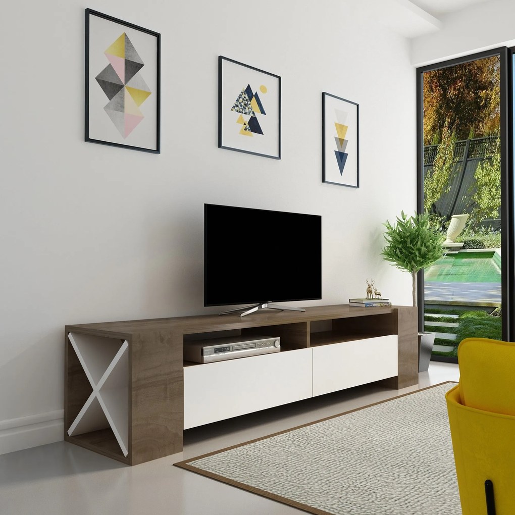 TV szekrény Sosruko - Walnut, White