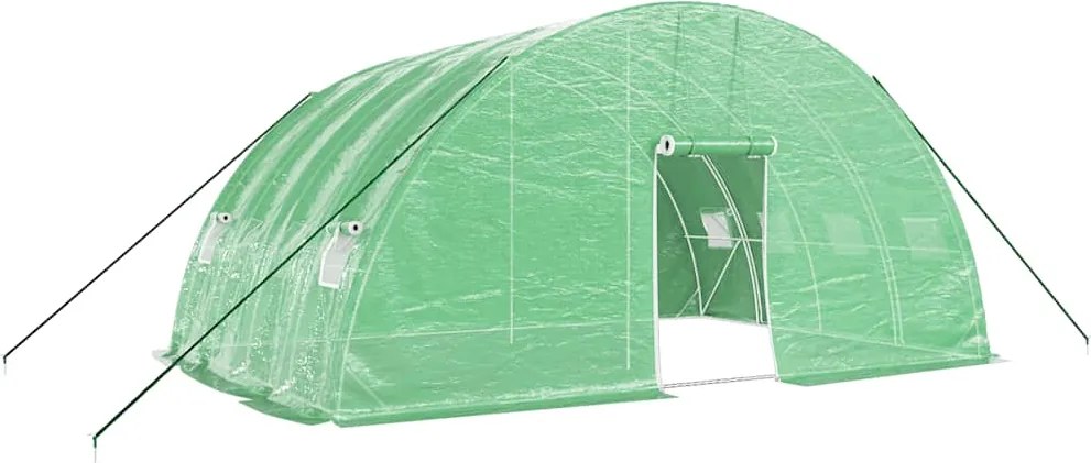 vidaXL zöld üvegház acélvázzal 24 m² 6x4x2,85 m