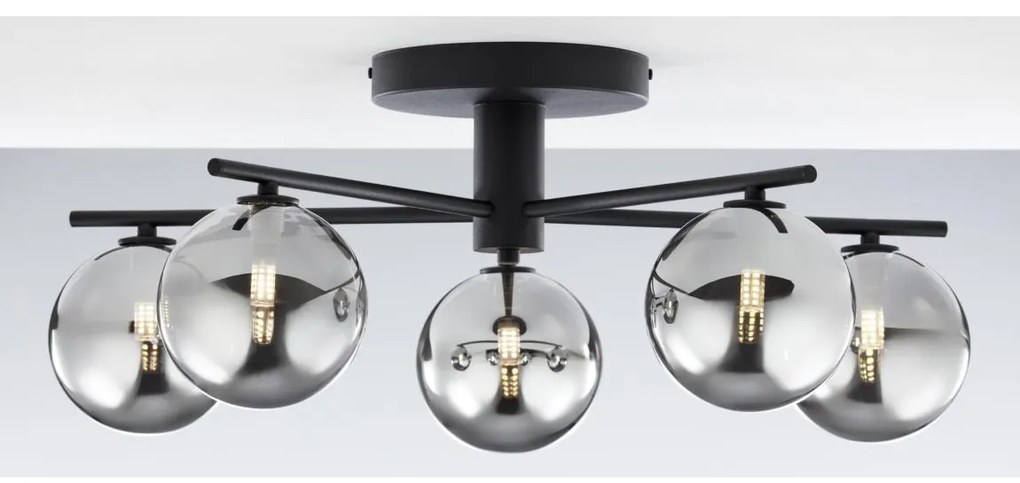 Jupiter 2048 - Felületre szerelhető csillár PRATO 5xG9/14W/230V fekete/füstszürke