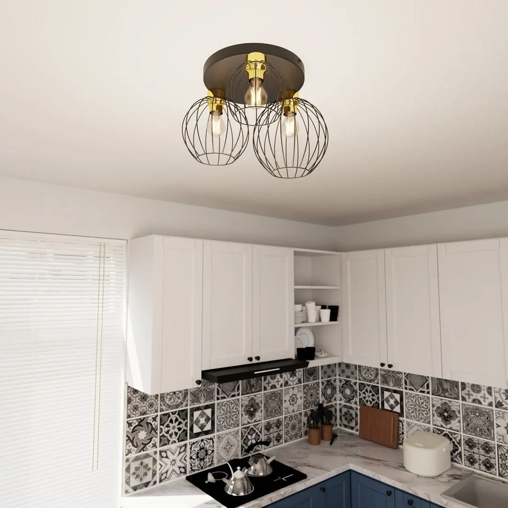 Emibig modern mennyezeti lámpa nest fekete arany emi1370/3prem