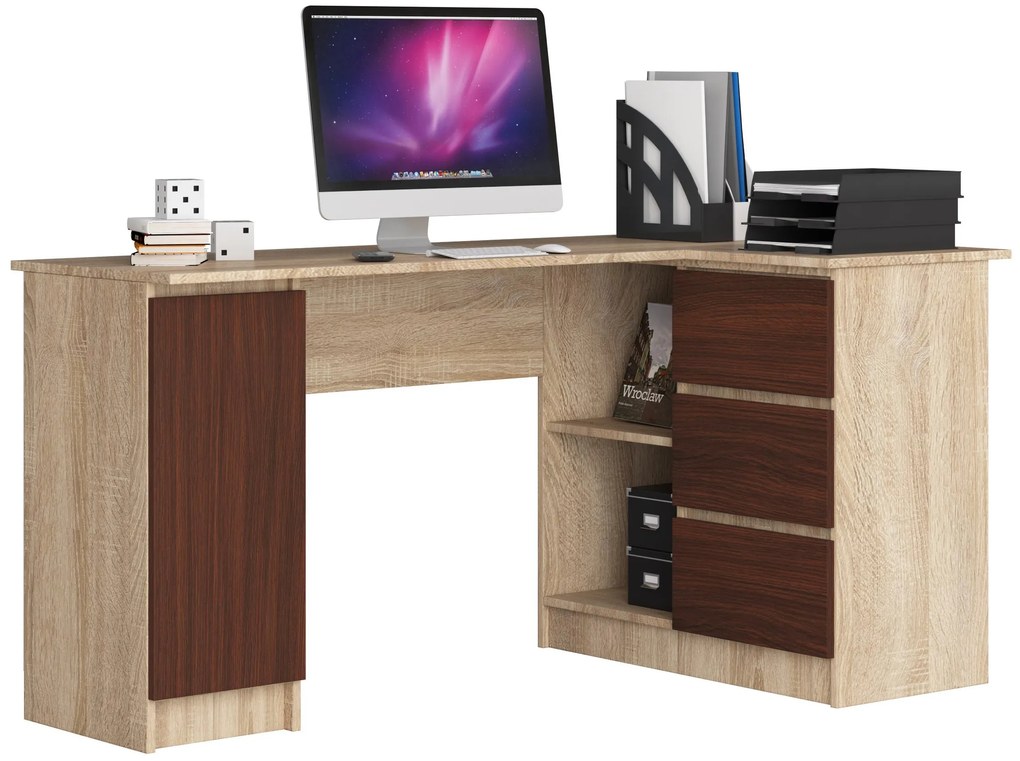 Sarok PC asztal Bevin (szonoma tölgy + wenge) (J). 1069142