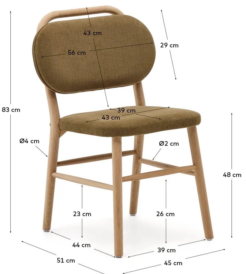 Khaki étkezőszék szett 2 db-os Helda – Kave Home