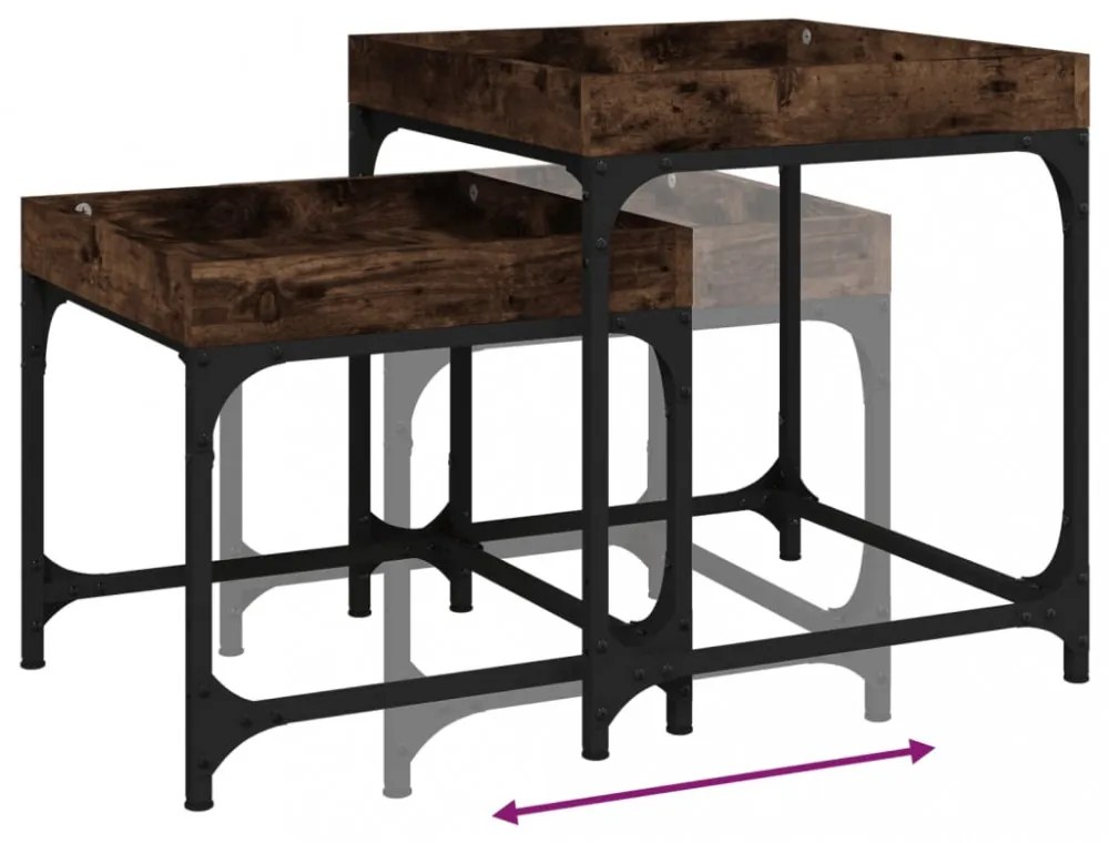 2 db füstös tölgy színű szerelt fa kisasztal