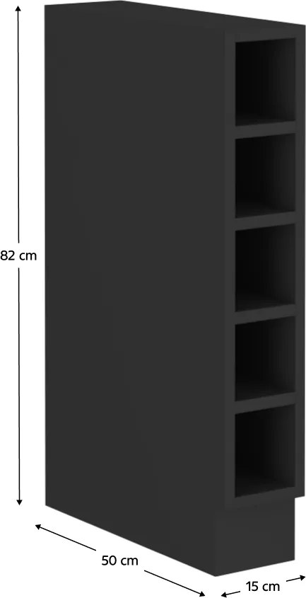 Alsó polcos szekrény, fekete, ARAKA/MENZO/SIBER 15 D OTW BB