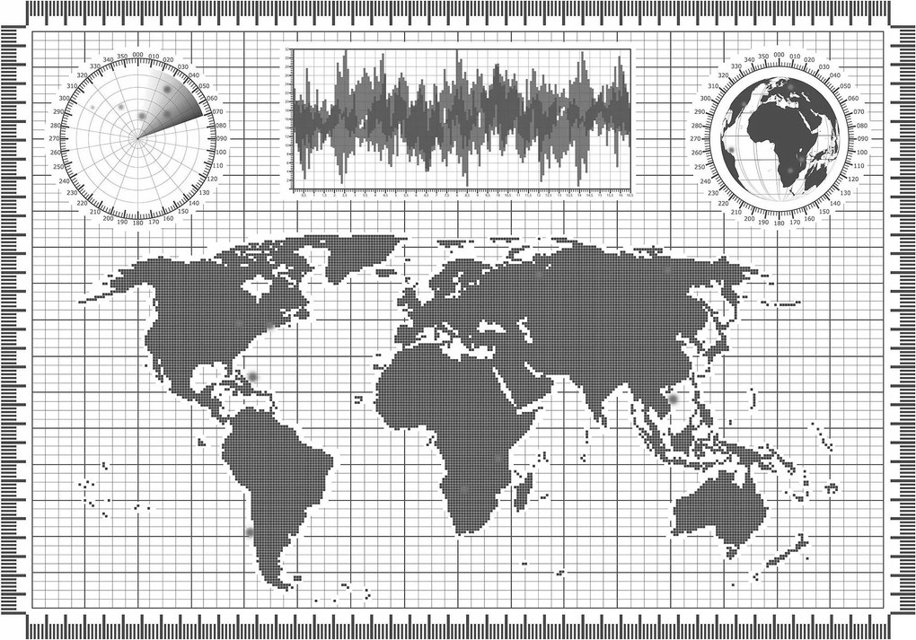 Fotótapéta Világtérkép Radar Infografika Vinyl földgömb 312x219 +ragasztó