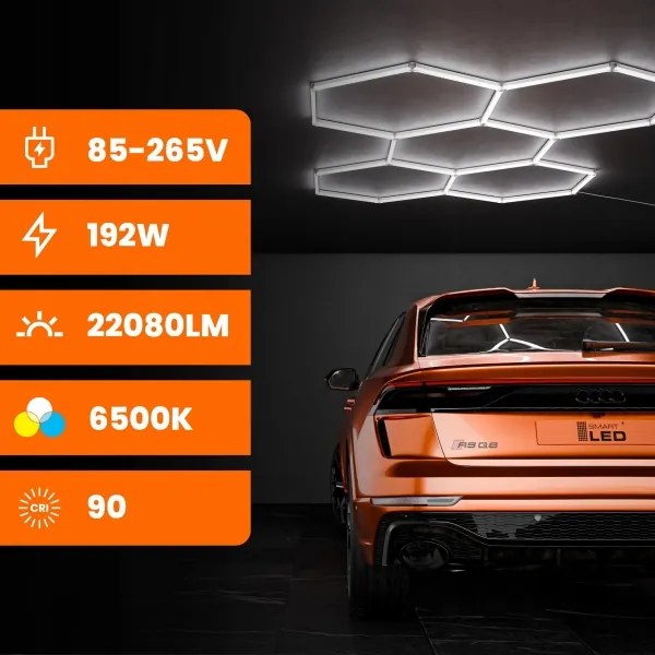 LED mennyezeti lámpa LED/192W/85-265V 6500K 298x209 cm CRI 90 IP54 fehér