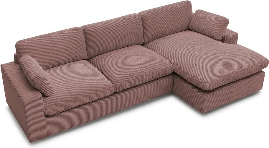 Rózsaszín kordbársony sarokkanapé Belair – Bobochic Paris