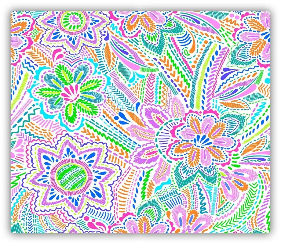 Üveg vágódeszka virágos mintával 60x52 cm
