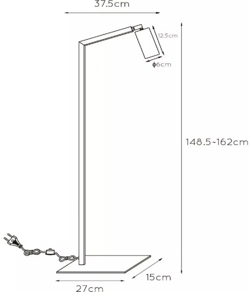 Lucide 45799/01/30 - Állólámpa SYBIL 1xGU10/35W/230V fekete/arany