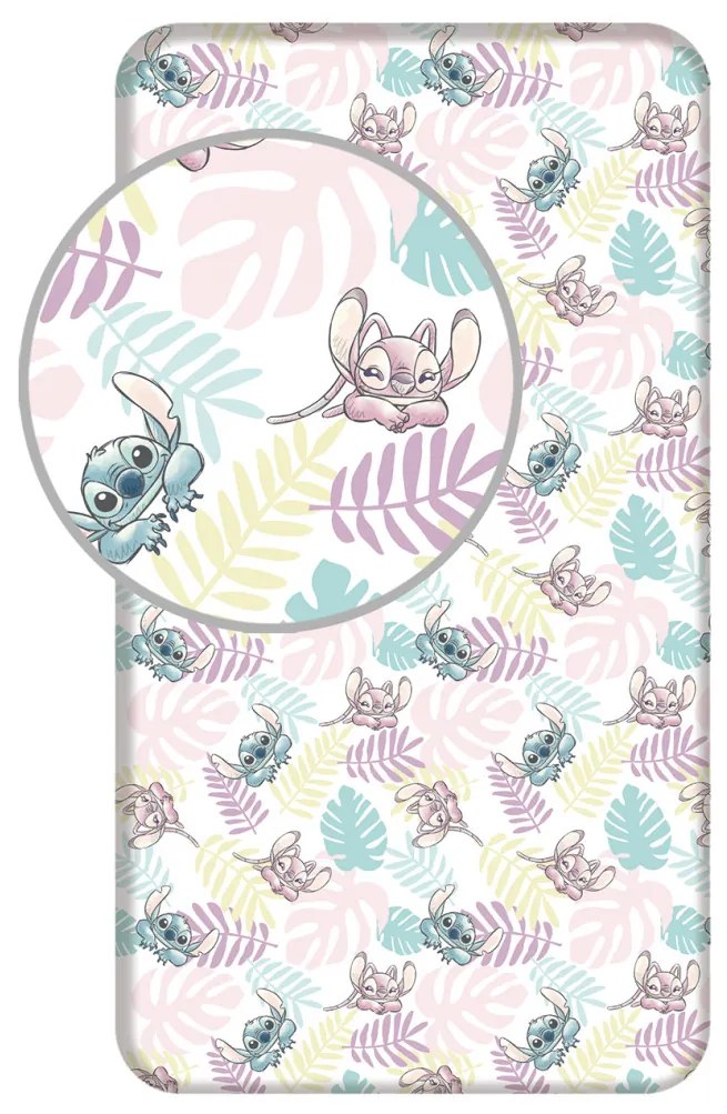 Disney Lilo és Stitch, A csillagkutya Leaves gumis lepedő 90x200 cm
