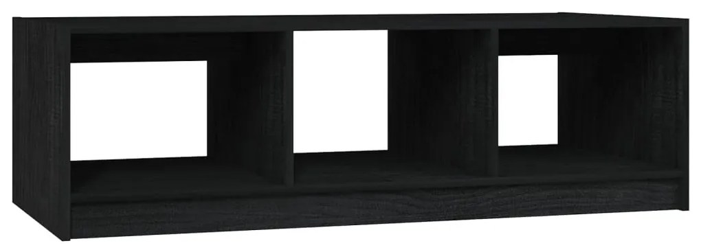 Fekete tömör fenyőfa dohányzóasztal 110 x 50 x 34 cm