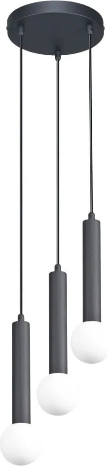 ITALUX PND-33574-3-BK FILANO Többágú Függesztett Lámpa Fekete, Opál G9 IP20