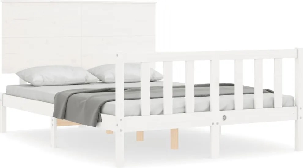 vidaXL fehér tömör fenyőfa ágy matrac nélkül 140 x 200 cm