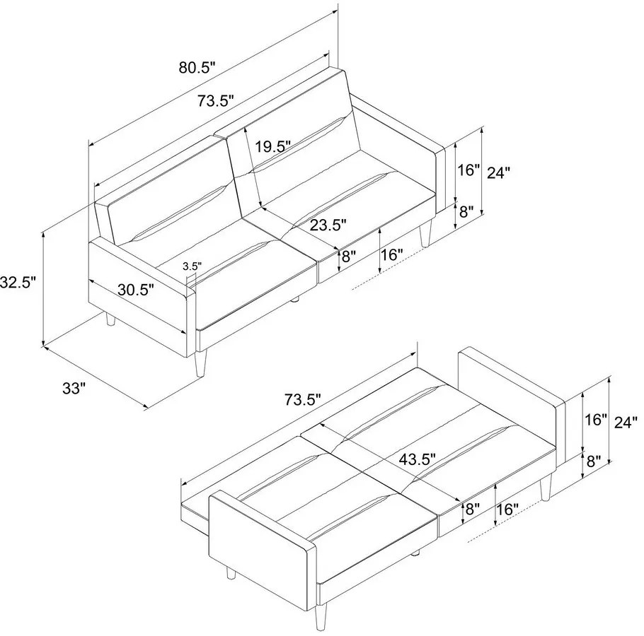 Mainstays sötétkék kinyitható kanapé - Støraa