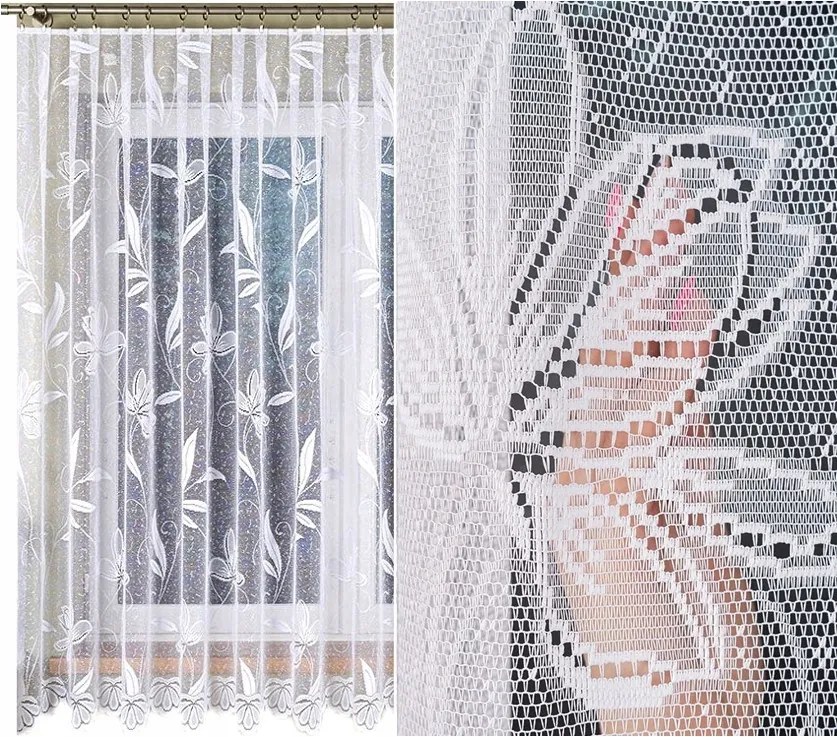 Jacquard mintás függöny 044204 300x180cm egyenes virágmintás (kész) szegéllyel