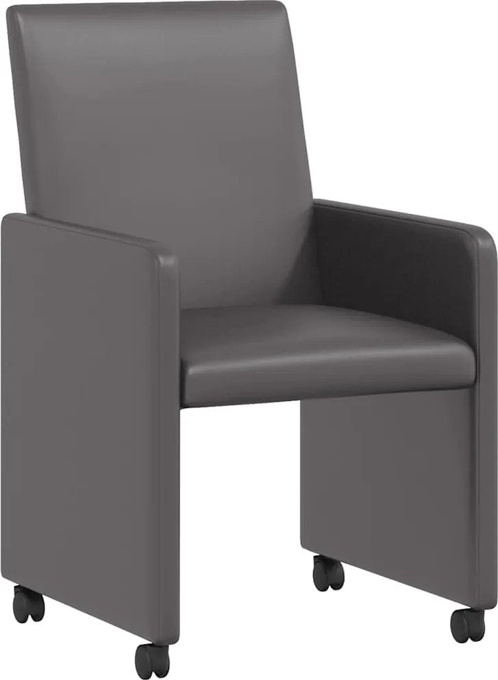 vidaXL Kerekes Étkező Székek 2 pcs Szürke 57 x 66 x 94 cm Műbőr