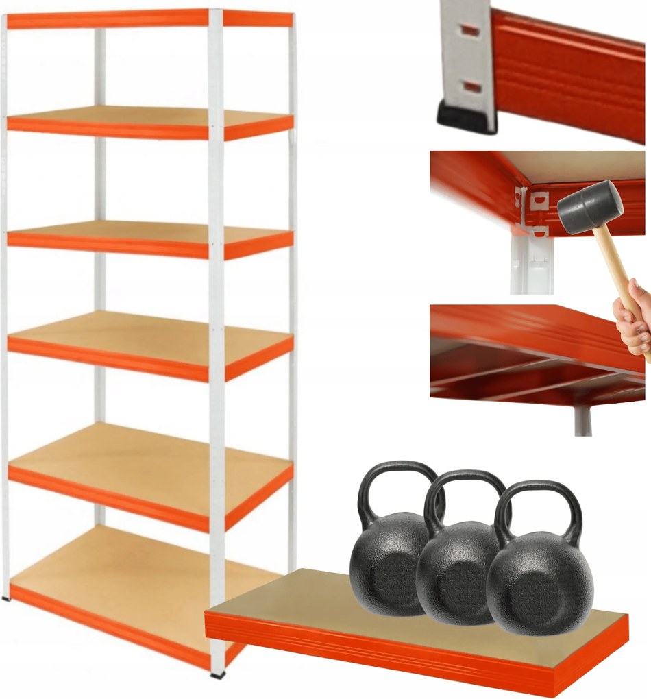 Tárolószekrény fém állvány Helios 213x110x45cm 6Px350kg 300EZER Komb