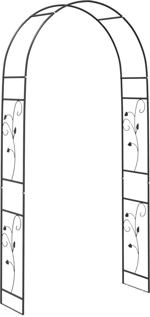 vidaXL Kerti Ív Virágos Fekete 115 x 37 x 231 cm