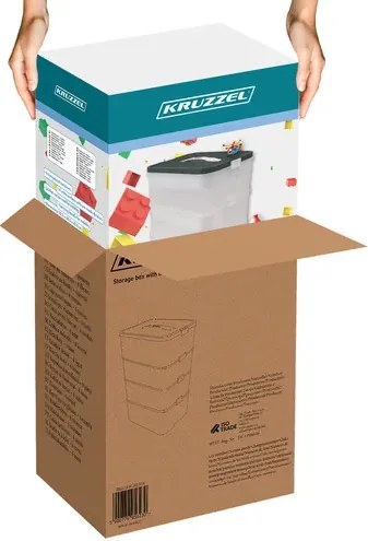 KRUZZEL 3 szintes doboz építőkockákra - játékrendszerező - Kruzzel