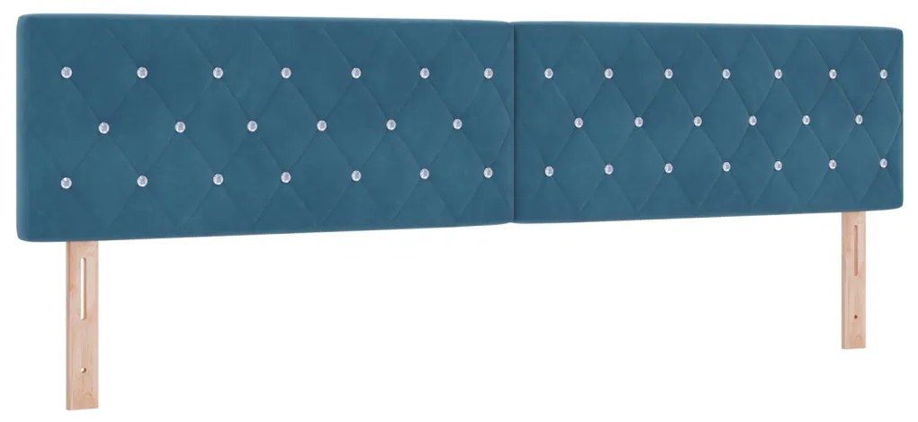 Boxspring Ágy Matraccal Sötétkék 200x200 cm Bársony