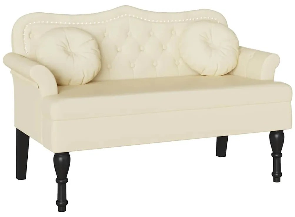 Chesterfield Pad párnával Krém 120,5 x 65 x 75 cm Műbőr