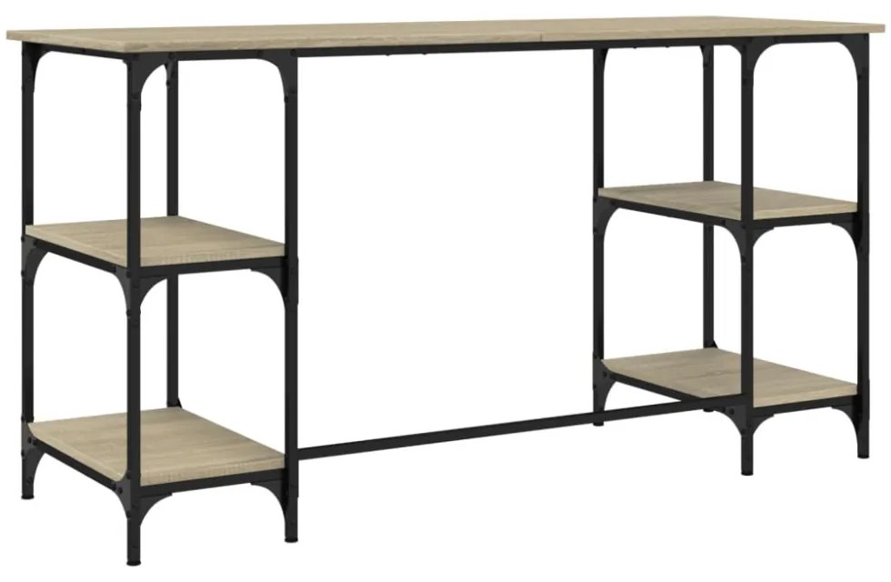 vidaXL sonoma tölgy színű fém és szerelt fa íróasztal 140 x 50 x 75 cm