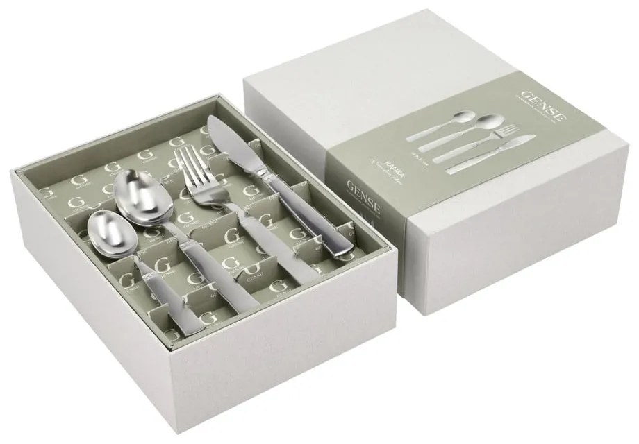 Ezüstszínű rozsdamentes acél evőeszköz készlet 16 db-os Ranka – Gense