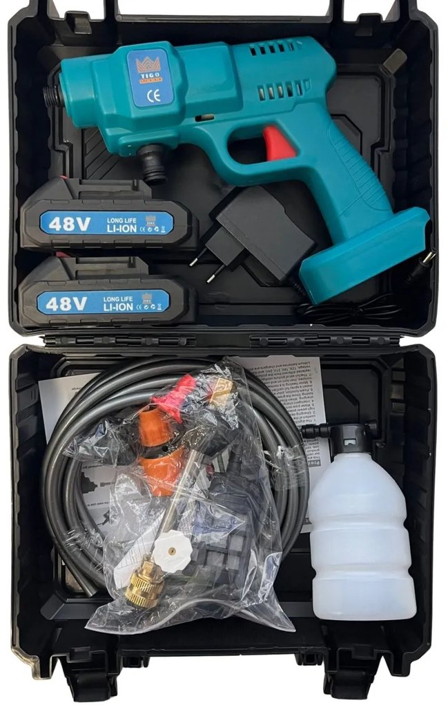 TIGO MD-201 akkus kézi magasnyomású tisztító + 2 db akkumulátor + praktikus koffer + tartozékok