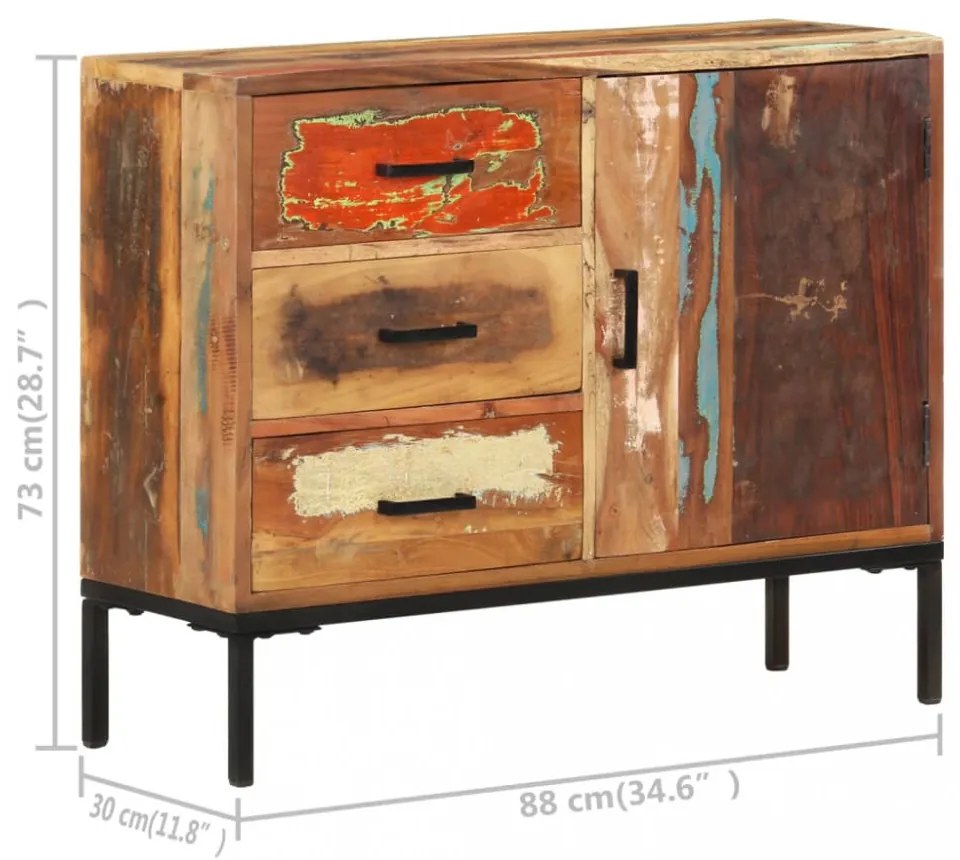 tömör újrahasznosított fa tálalószekrény 88 x 30 x 73 cm