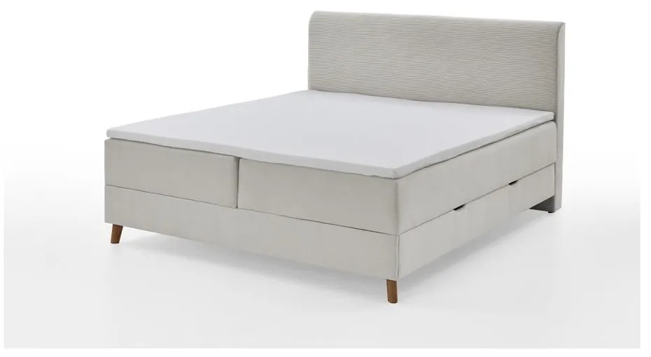 Bézs boxspring ágy tárolóhellyel 160x200 cm Memphis - Meise Möbel