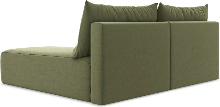 Zöld bársony kinyitható-tárolóhelyes sarokkanapé (jobb oldali-heverő résszel) Kalena – Makamii