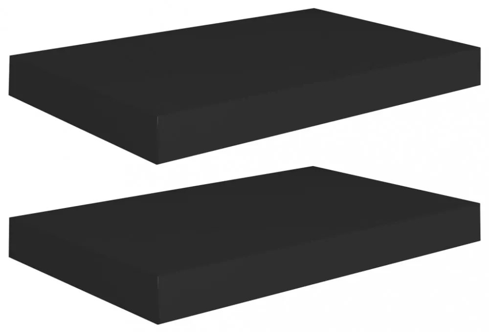 2 db fekete MDF lebegő fali polc 40 x 23 x 3,8 cm