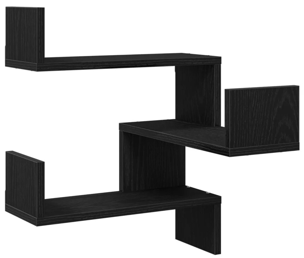 Falipolcok 2 db Fekete Tölgy 40x40x49,5 cm Fűrészelt Fa