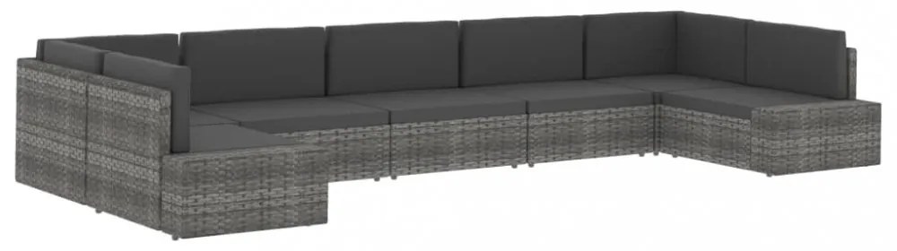 szürke polyrattan középső kanapéelem