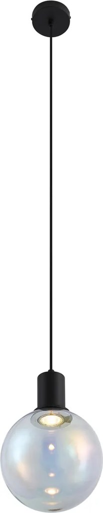 Design függőlámpa fekete szivárványos üveggel 20 cm - Mallon