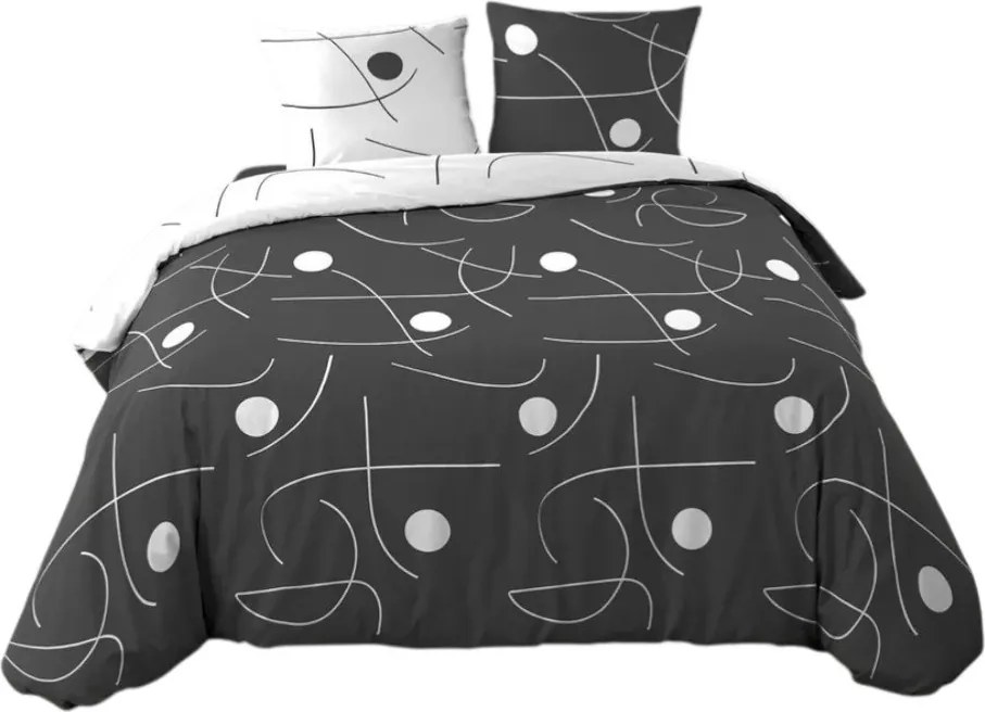 Fehér-sötétszürke kétszemélyes-hosszabbított háromrészes mikroszálas ágyneműhuzat 240x220 cm Sonate – douceur d'intérieur