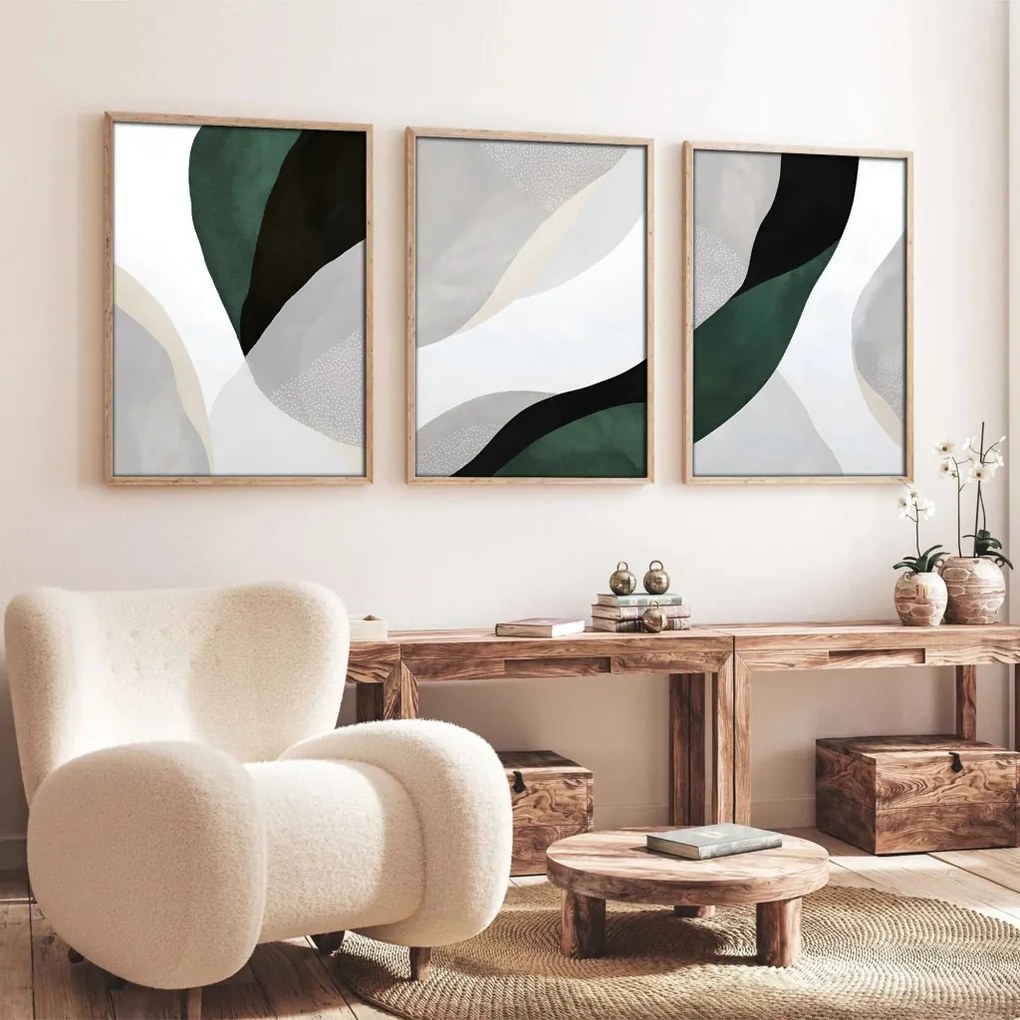 Huhu229 keretezett MDF falikép, 50 x 70 cm, 3 db-os szett
