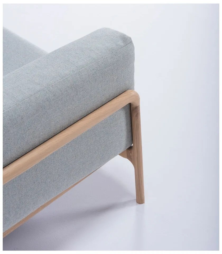 Fawn kékesszürke kanapé tölgyfából, 210 cm - Gazzda