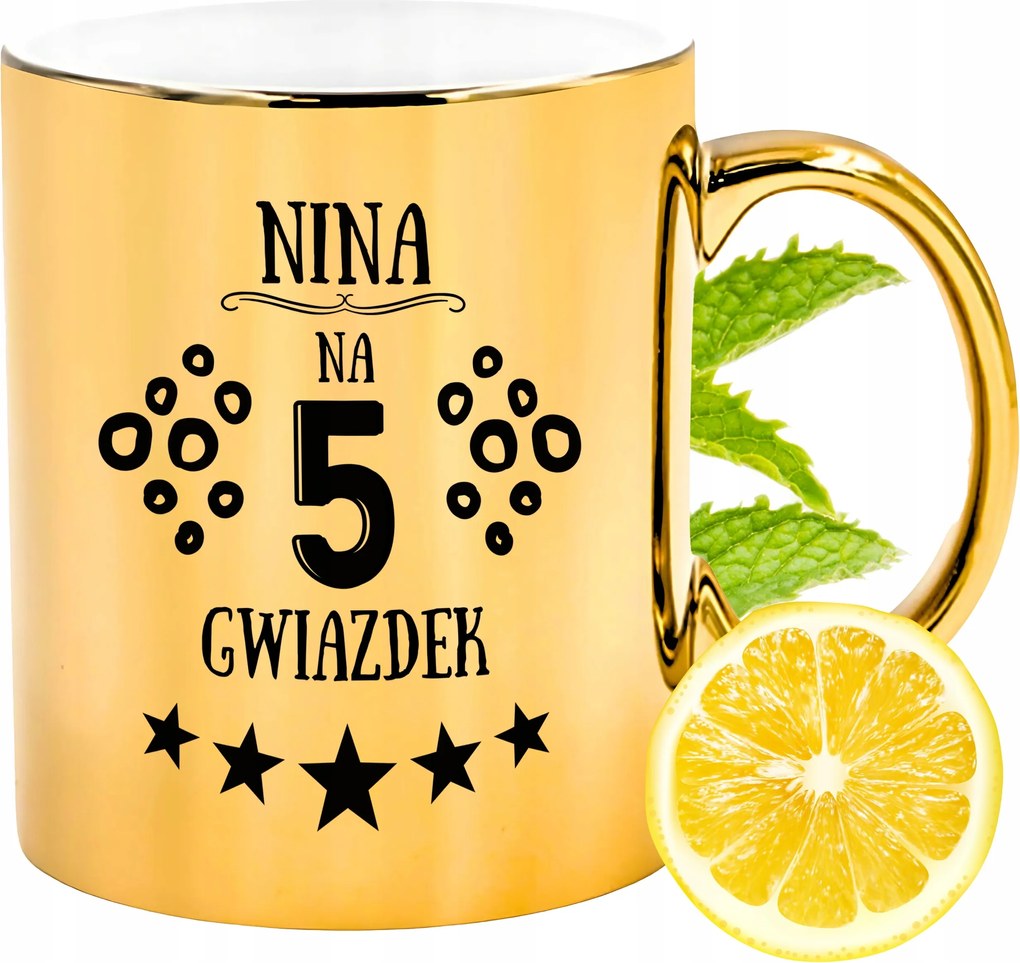 Prémium Arany Csillogó Bögre Nina Ajándék Nyomtatott Fotóval
