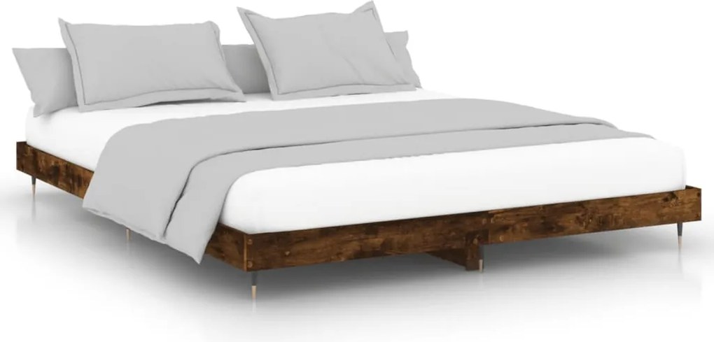 vidaXL füstös tölgy színű szerelt fa ágykeret matrac nélkül 200x200 cm