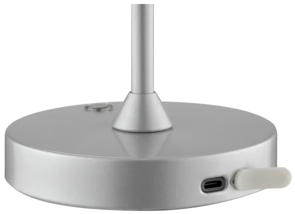 Brilliant - ELORA érintésvezérléses, újratölthető, fényerőszabályzós asztali LED-lámpa LED/2,5W/5V 2700K IP44 ezüst