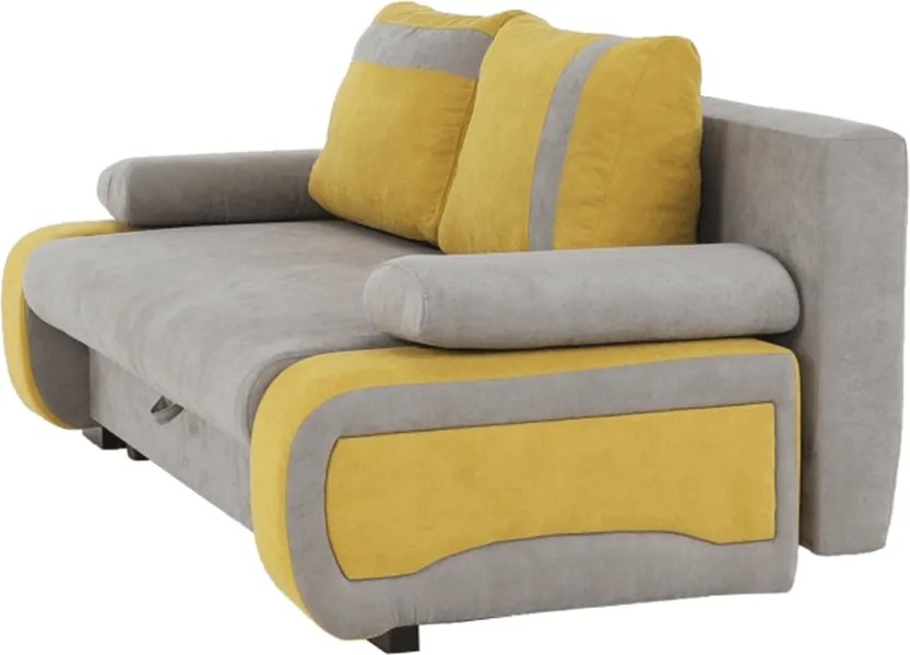 Kinyitható kanapé, szürke-barna/sárga, BOLIVIA
