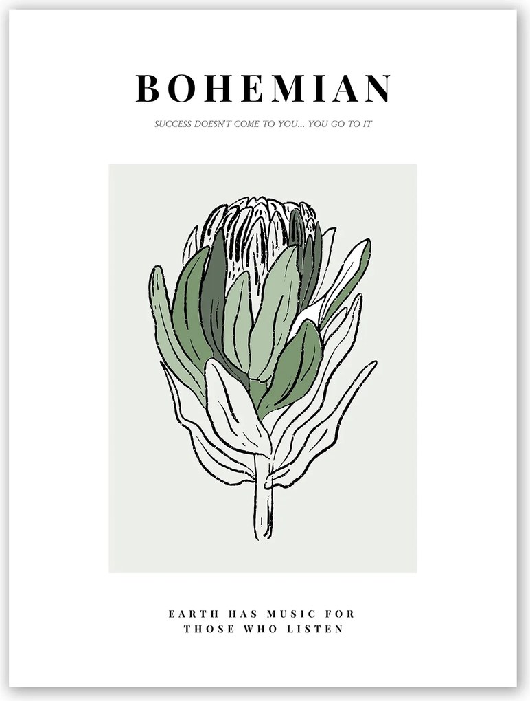 Boho absztrakt zöld Poszter 21x30cm kép #T10