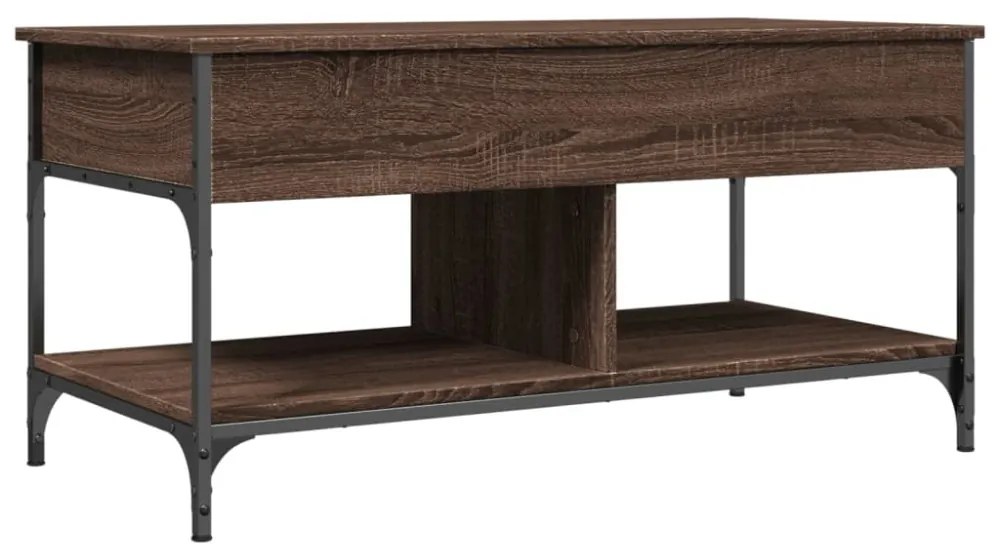 barna tölgy színű szerelt fa és fém dohányzóasztal 100x50x50 cm